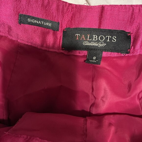 talbots signature pink high rise silk wool reflective shine dress pants 8 Medium - Picture 3 of 4